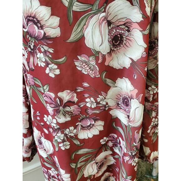 Forever21 Women's Red Polyester V-Neck Cold Shoulder Sleeve Knee Length Dress S - Picture 3 of 11